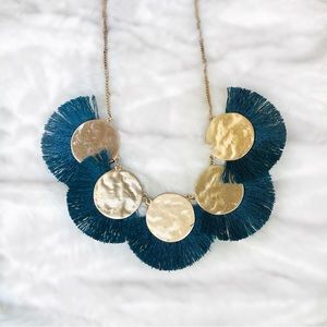 Navy Tassel Statement Necklace